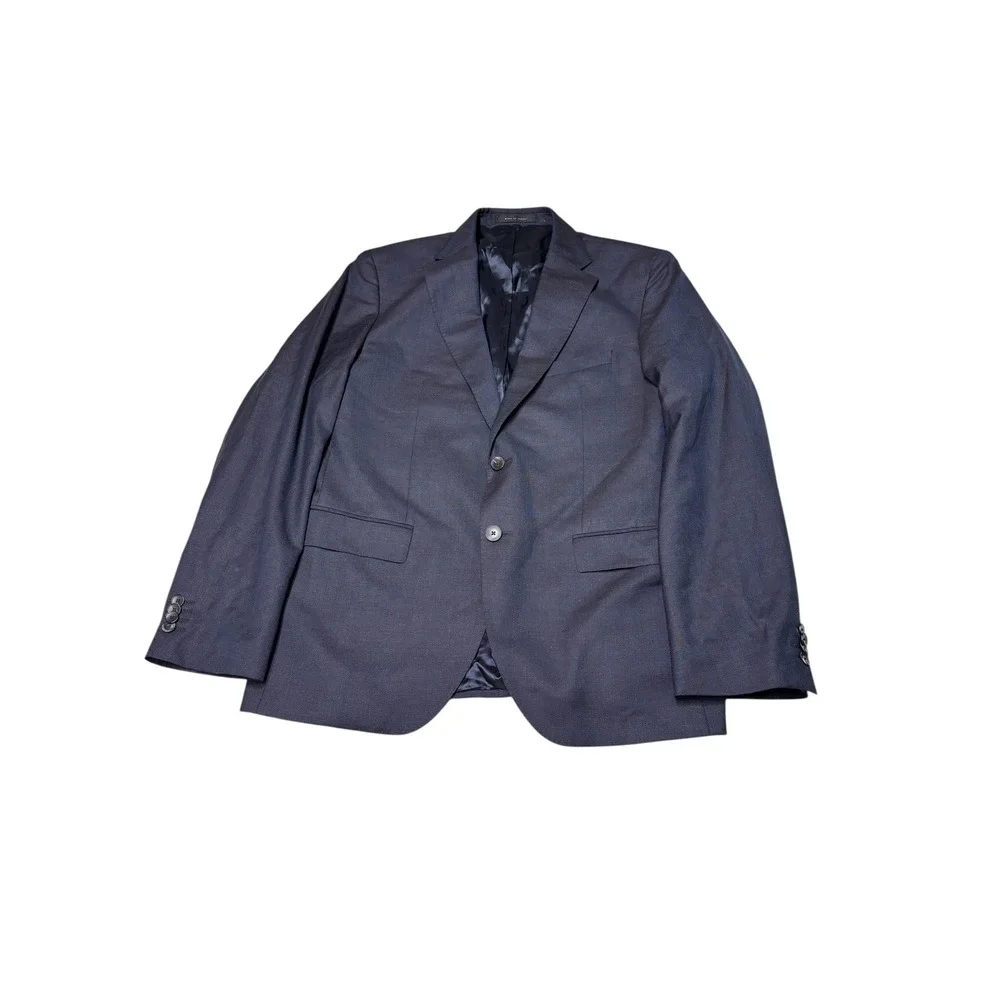 Hugo Boss Navy Blue Drago Italian Virgin Wool Blazer Sport Coat 42R Mens